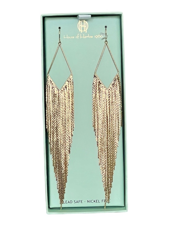 House of Harlow 1960 Jewelry - NIB House of Harlow 1960 Mesa Dangle Gold Earrings Fringe Party Wedding Festival